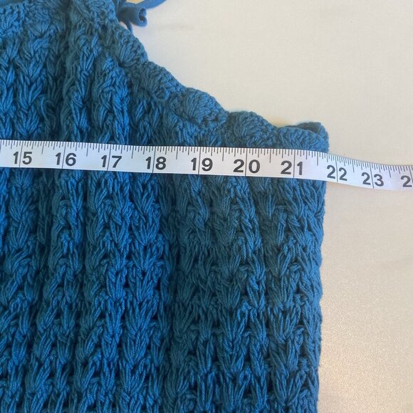 Lane Bryant Plus Size 18 Crochet Front Sun Dress Teal Bohemian Minimalist Knit - Picture 11 of 12